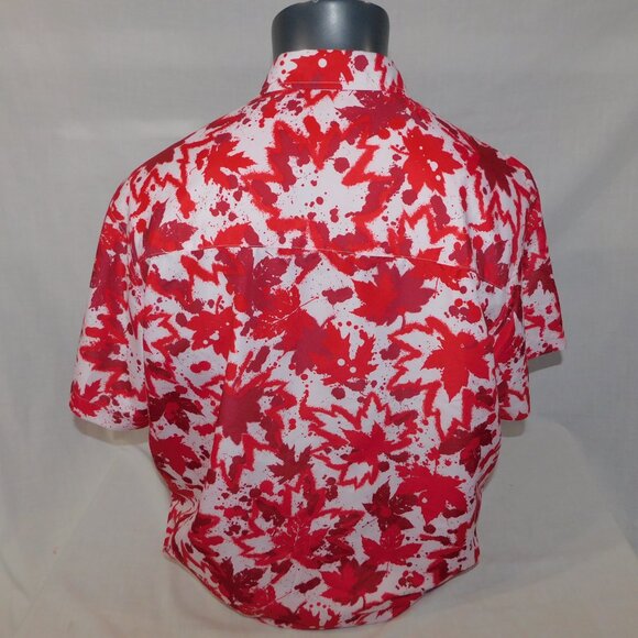 EH Canada Red White Maple Leaf Mens XL Short sleeve Button Front Shirt Canadian - Picture 9 of 10